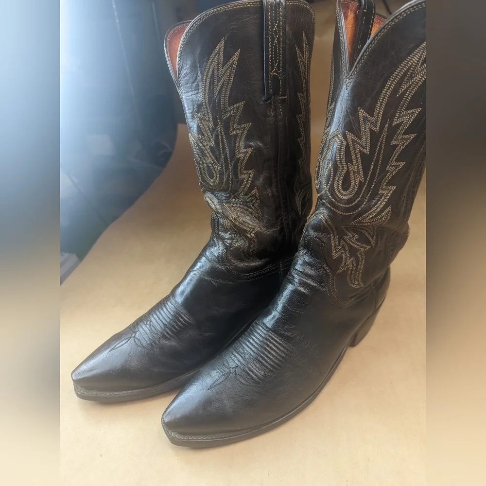 Lucchese Boots "Corbin" men's size 10.5EE black leather classic Western cowboy b